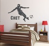 Soccer Player Wall Decal with Personalized Name - Gray