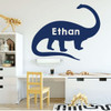 Brontosaurus - Personalized Dinosaur Wall Art - Navy Blue With Name