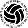 Volleyball decal with block dig kill serve pass set spike text vinyl sticker
