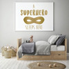 'A Superhero Sleeps Here' Wall Decoration - Gold