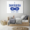 'A Superhero Sleeps Here' Wall Decoration - Blue