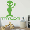 Alien with Personal Name Wall Decal - Lime Green