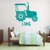 Tractor with Personal Name Wall Decal - Turquoise