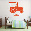 Tractor with Personal Name Wall Decal - Orange