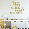 'I Love You to The Moon & Back...' Vinyl Lettering Wall Decal - Gold
