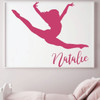 Gymnastics wall decal with gymnast silhouette and personalized custom name