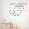 Cheshire Cat Smile Wall Decal 'Every Adventure Requires A First Step' - Gray