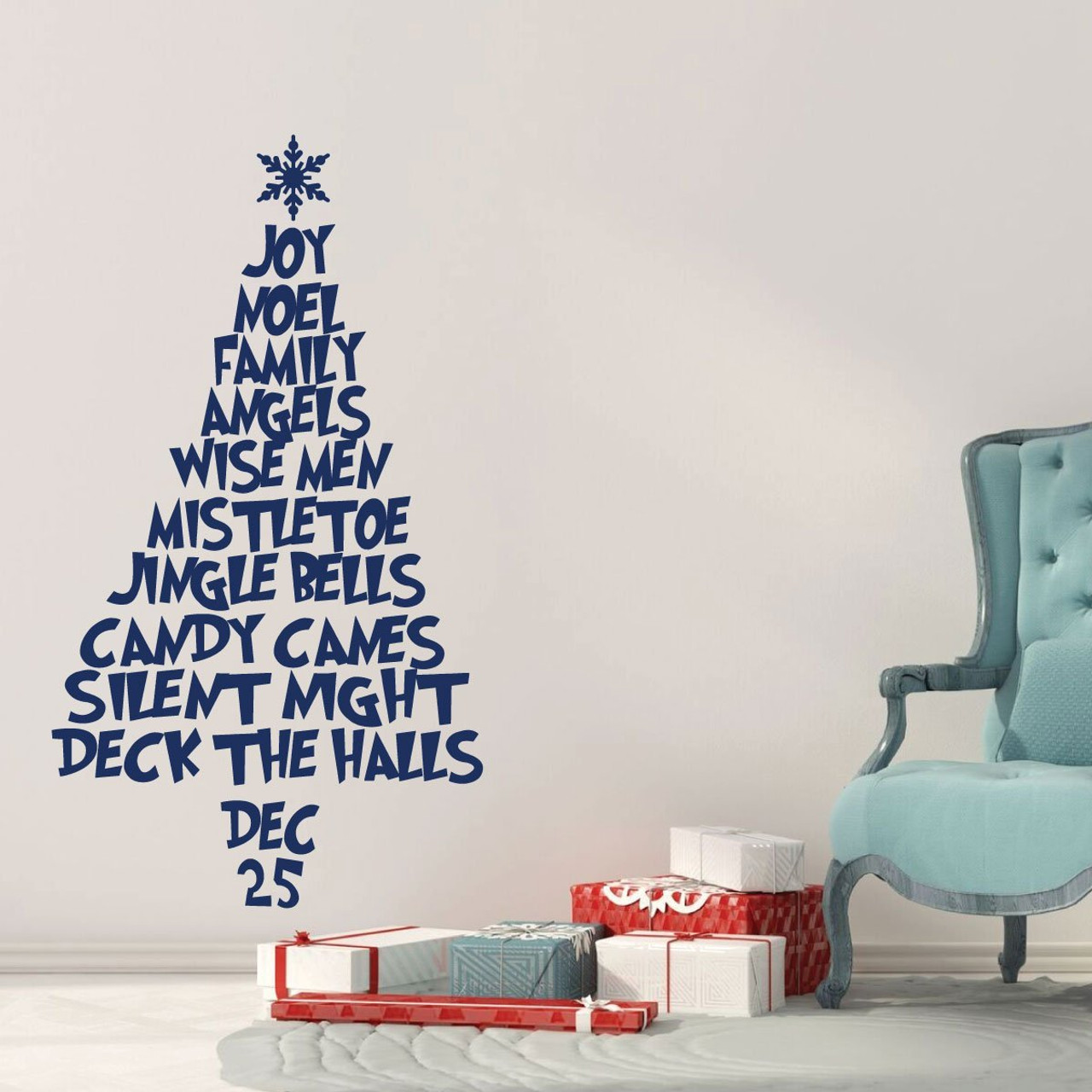 Christmas Tree Wall Decal Made From Holiday Words