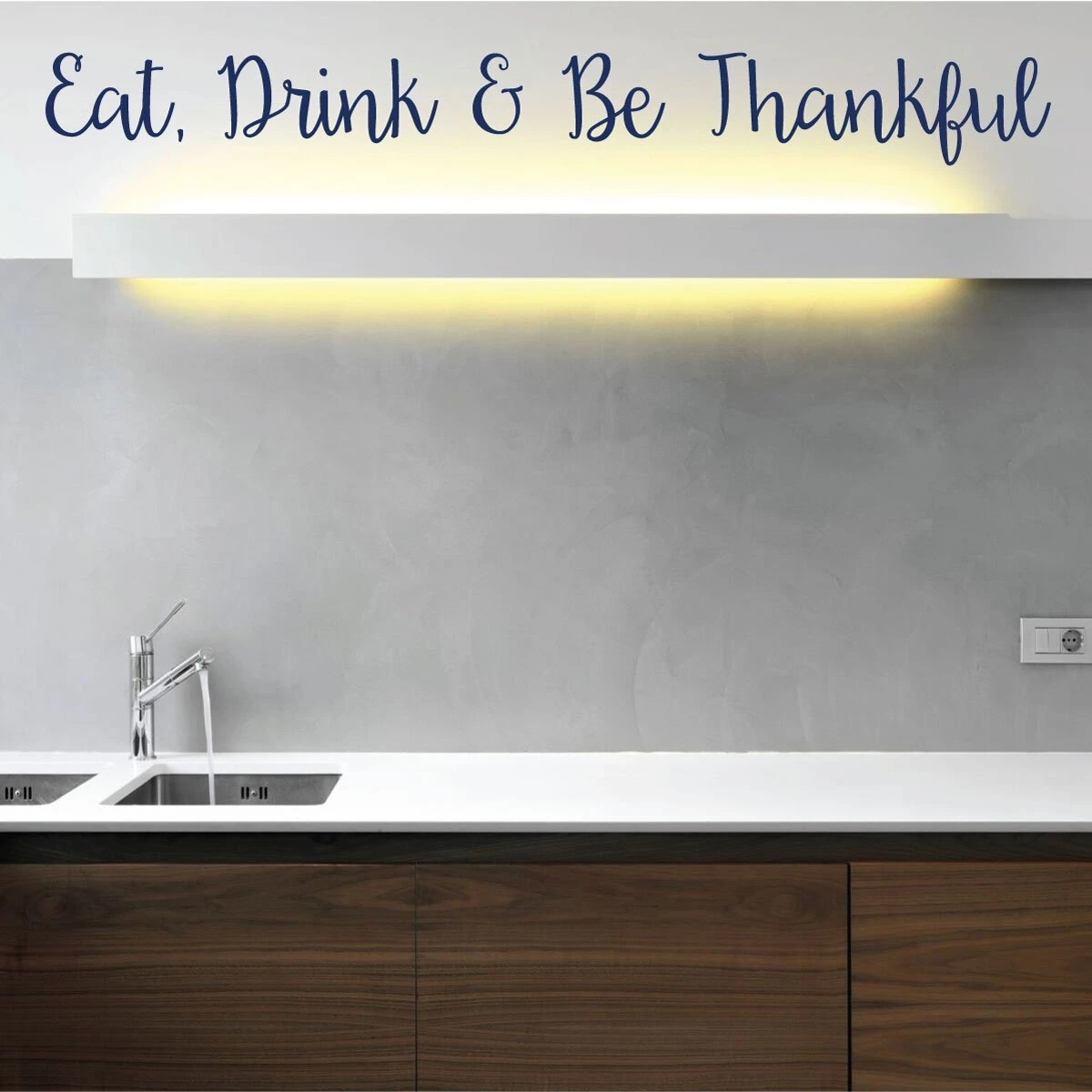 Eat Drink and Be Thankful kitchen vinyl wall decal in single color lettering