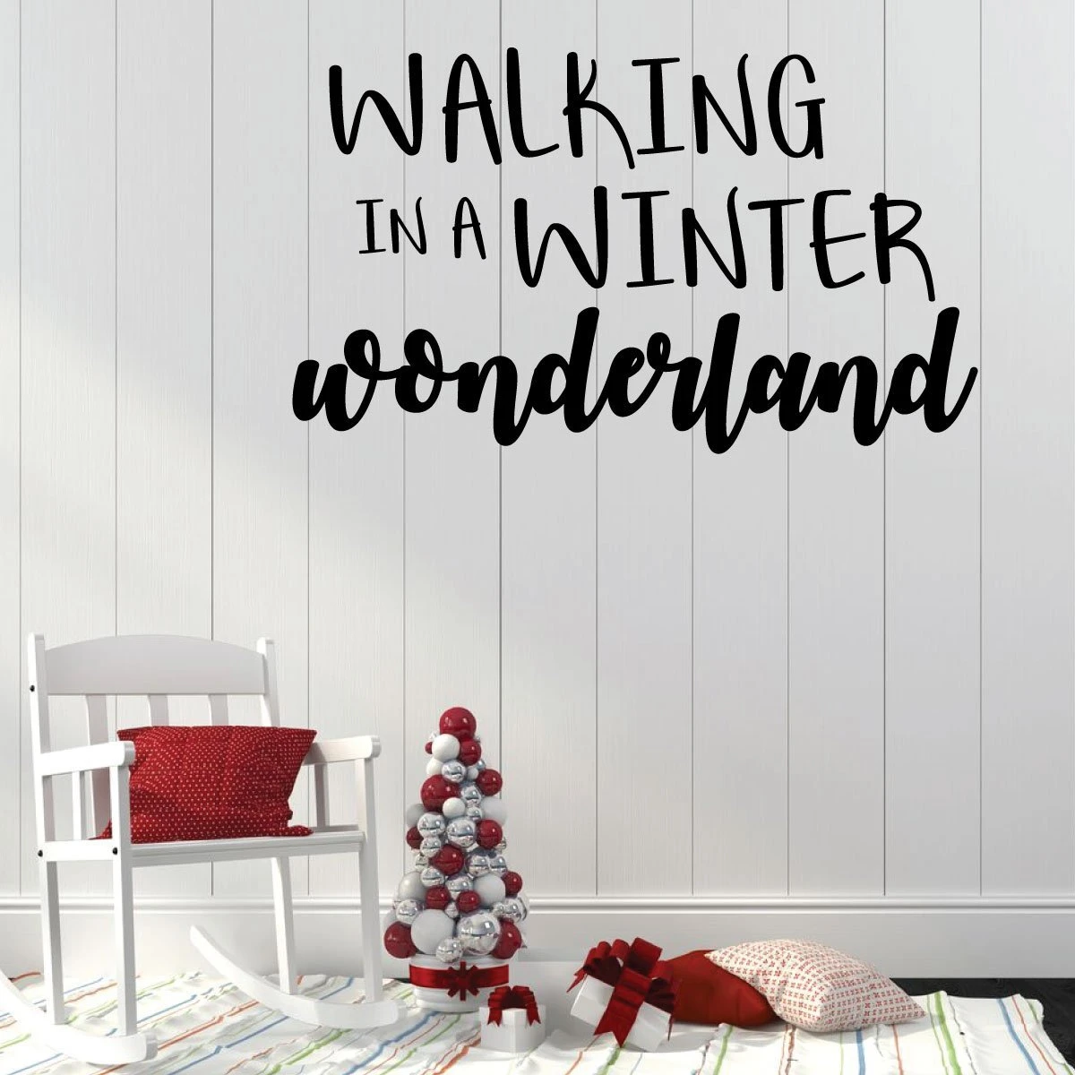 Walking In A Winter Wonderland script vinyl wall decal for living room
