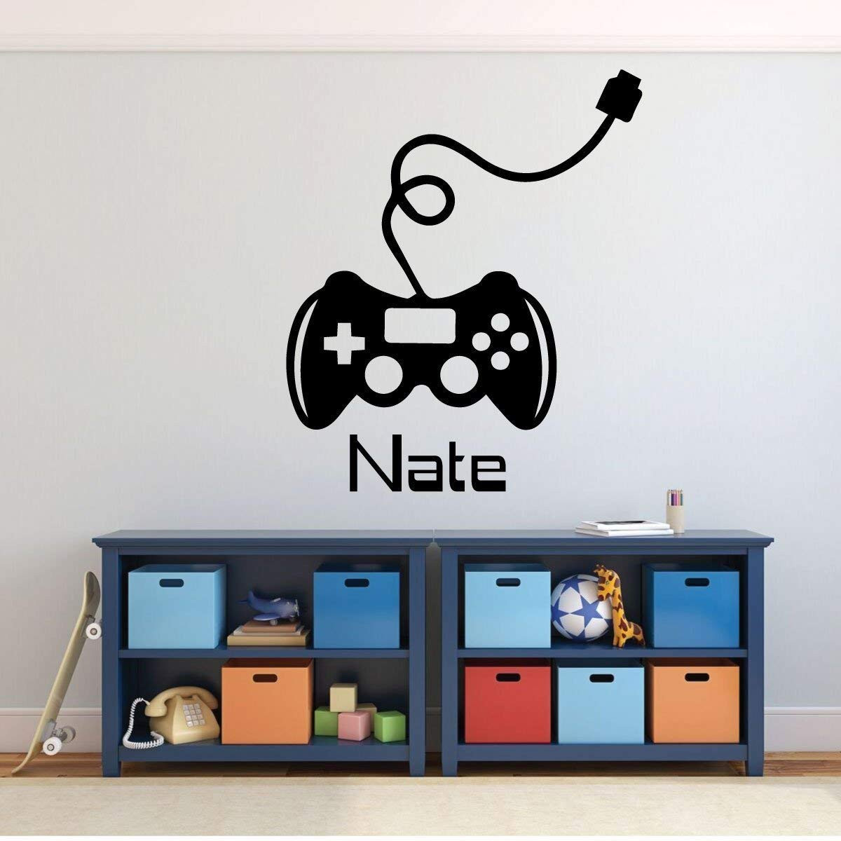 Personalized gamer gift vinyl wall decal featuring a custom name