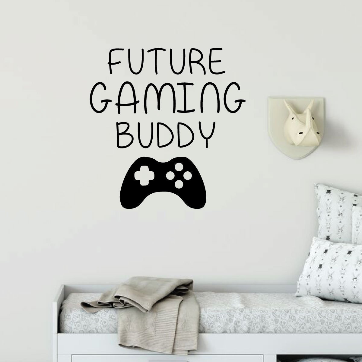 Future Gaming Buddy vinyl wall decal for a nursery or younger sibling's room