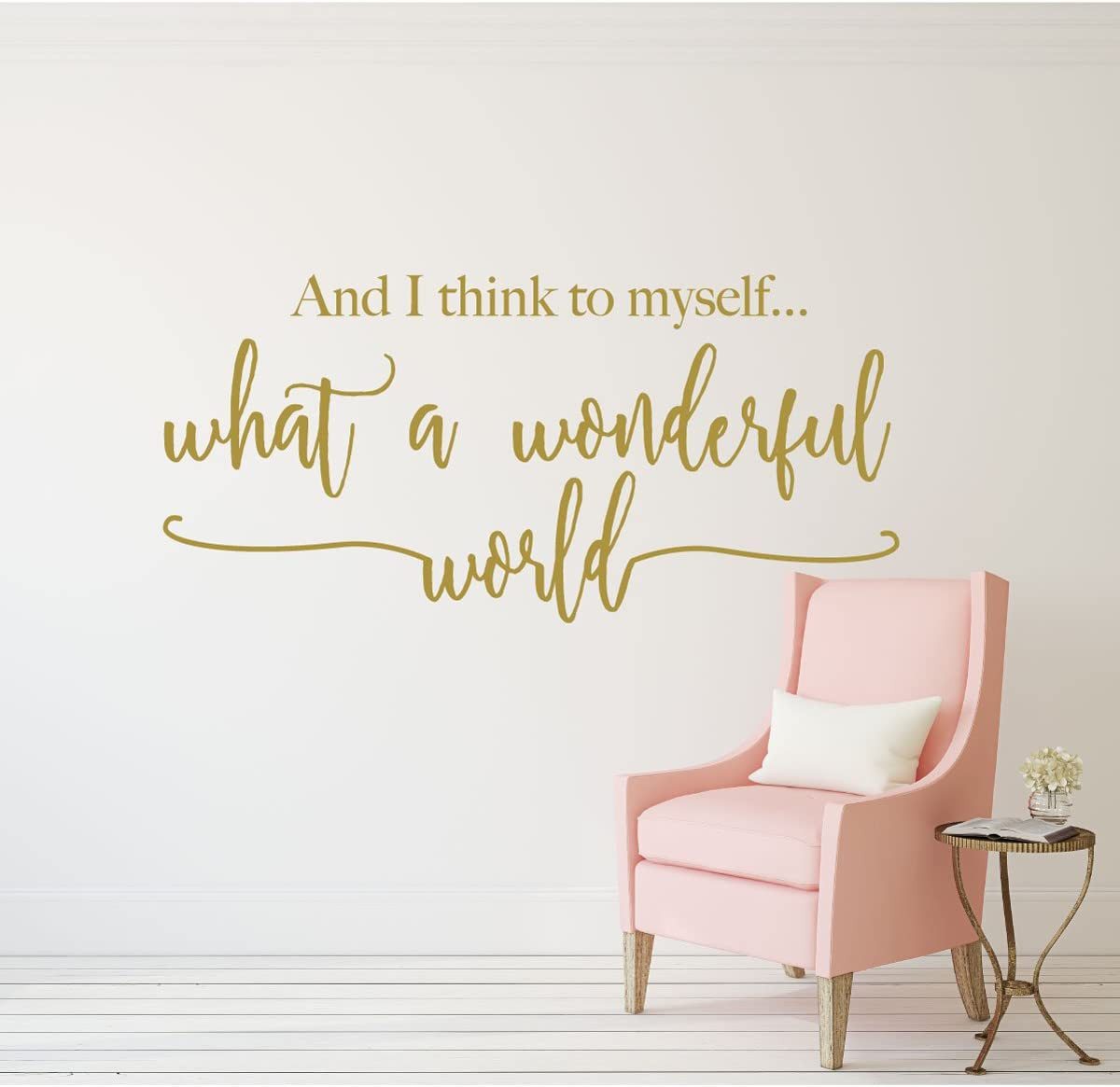 What a Wonderful World vinyl wall decal displayed in a home setting