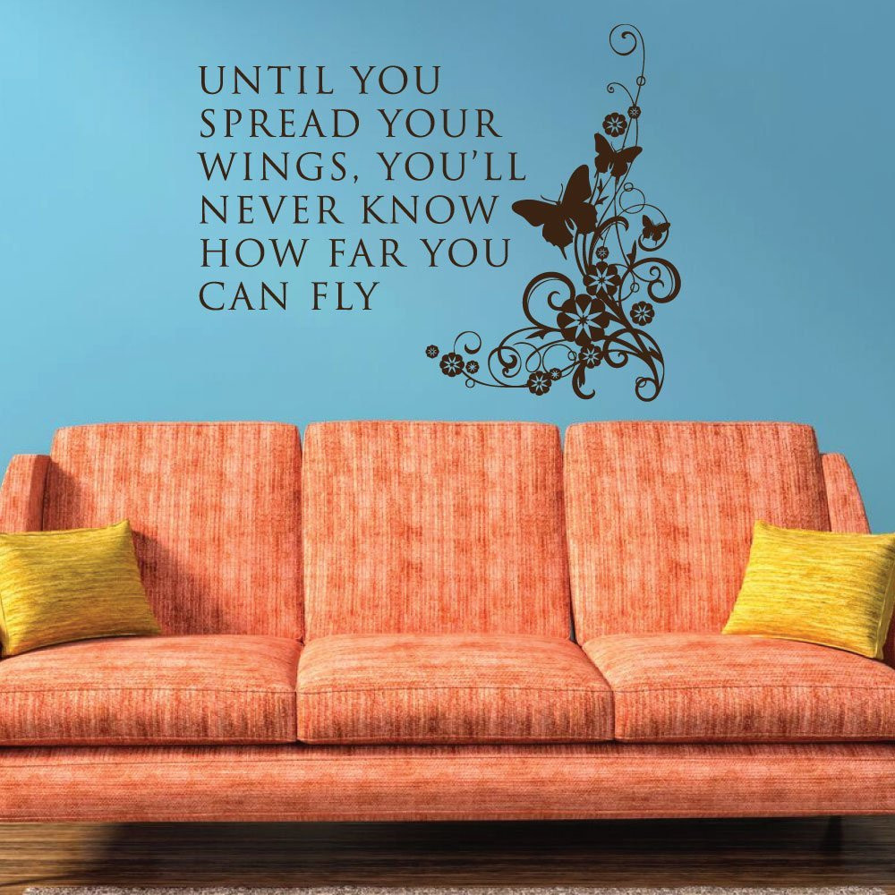 Until you spread your wings butterfly quote vinyl wall decal