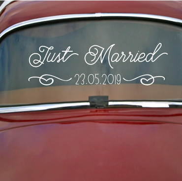 Just Married Wedding Day Car Window Sticker Personalised Sign