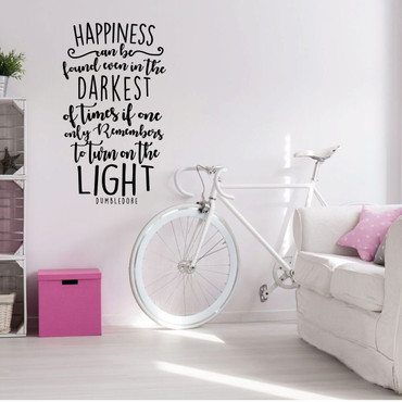 'Happiness Can Be Found' Quote from Dumbledore Wall Decal - Black