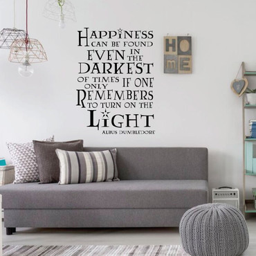 'Happiness Can Be Found' Dumbledore Quote Wall Decor - Black