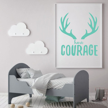 Antler Wall Decal - Have Courage - Vinyl Decor for Boys Bedroom Decoration, Playroom or Nursery Room Decor