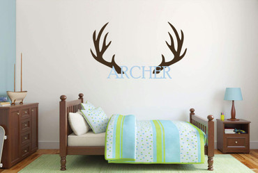 Antler Wall Decal - Personalized Vinyl Decor for Boys Bedroom Decoration, Playroom or Nursery Room Decor