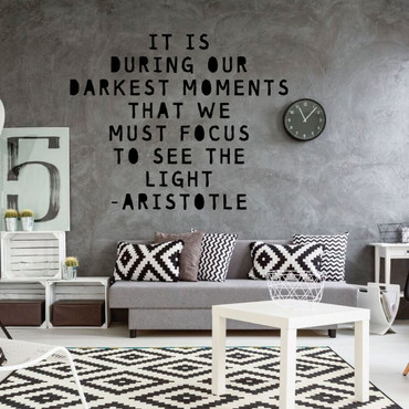 Aristotle Quote Wall Decal - It Is During Our Darkest Moments We Must See - Inspirational Vinyl Art for Home, Bedroom or Living Room Decor