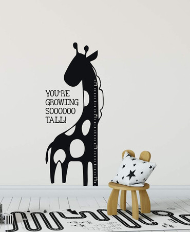 Baby Shower Gift | 'Growing So Tall' Giraffe Height Chart Vinyl Decor for Infants, Toddlers, Children | Growth Measurement Decal for Wall, Window in Nursery, Bedroom | Pink, Blue, Black, 25 Colors