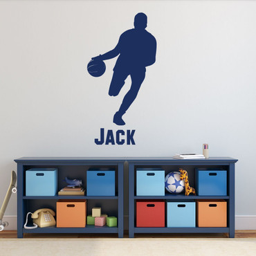 Basketball Player Vinyl Wall Decal With Custom Personalized Name Boys Room Decoration