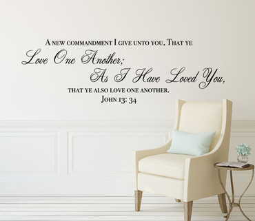 Bible Verse Wall Decals - John 13:34 Scripture Quote - Love One Another - Christian Vinyl Lettering Decor for Home, Office, Church