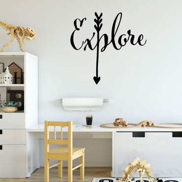 Children's Room Wall Decal - Explore with Arrow Design - Boys or Girl's Bedroom Decoration, Playroom or Nursery Room Decor