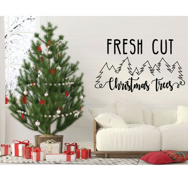 Christmas Tree Wall Decal - Fresh Cut - Holiday Vinyl Stickers for Living Room or Home Decoration