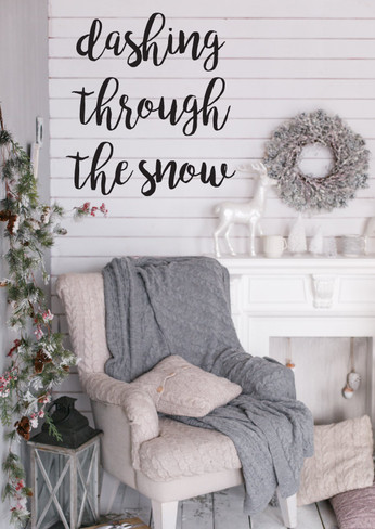 Christmas Wall Decal - Dashing Through The Snow - Holiday Vinyl Stickers for Living Room or Home Decoration