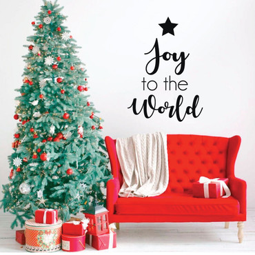Christmas Wall Decal - Joy To the World - Holiday Vinyl Stickers for Living Room, Family Room Decor or Home Decoration