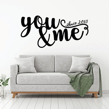 Couples Anniversary or Wedding Gift Decal - "You And Me Since." Quote - Vinyl Decor for Living Room, Bedroom, Kitchen