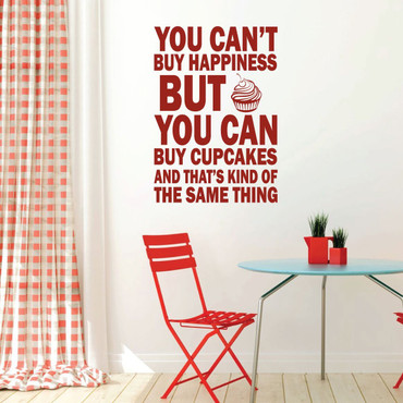 Cupcake Happiness Wall Decal Funny Quote - Humorous Vinyl Sticker for Home Decor