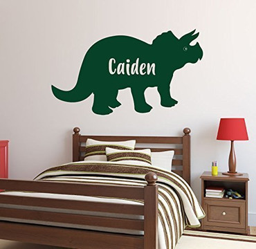 Custom Name Dinosaur Wall Decals - Triceratops - Personalized Dinosaur Wall Art, Dinosaur Wall Decals For the Children Room Decorations, Playroom Decor, and Preschool Classroom Decorations