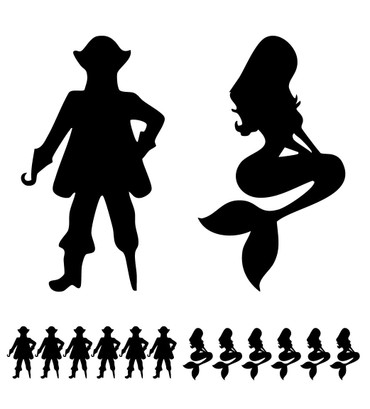Custom Request | Pirate And Mermaid Bathroom Decals | For Door and Keychains | Black