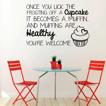 Cupcakes are Healthy Wall Decal Funny Saying