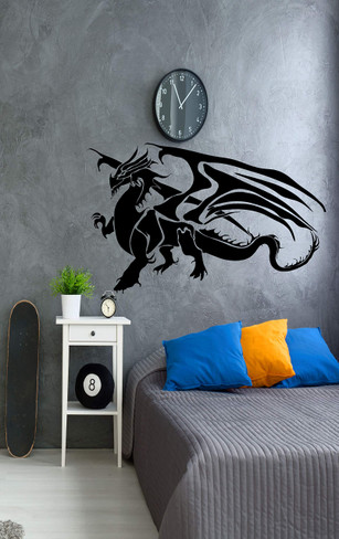 Dragon Wall Sticker | Dragon Vinyl D'cor Decal for Home Decoration for Boys, Girls Bedroom | Custom Small and Large Sizes | Black, Brown, Green | CustomVinylDecor