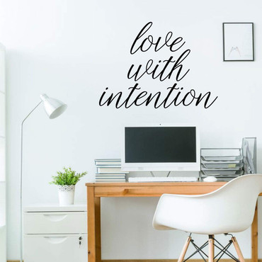 Family Wall Decal ' 'Love With Intention' - Vinyl Sticker Art Decor for Living Room, Bedroom, Entryway or Home Decor