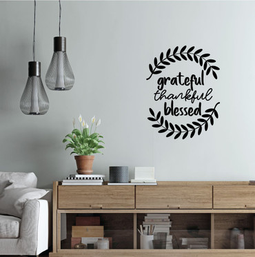 Farmhouse Wall Decor - Home Wall Decal - Grateful Thankful Blessed - Perfect for any Kitchen, Family Room, Office or Dining Room -Vinyl Decoration For Living Room, Home Decor Or Family Room- Removable Stickers - Custom Sizes and Colors Fit Any