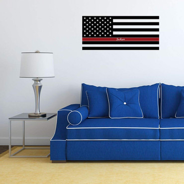 Firefighter Thin RED Line American Flag Vinyl Decal - Personalized Patriotic Decoration for the Home, Office, Police Officer, Military or Classroom