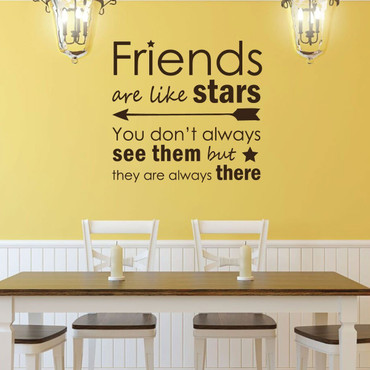 Friends Wall Decal - Are Like Stars - Motivational Quote for Home Decor, Living Room or Kitchen Decoration