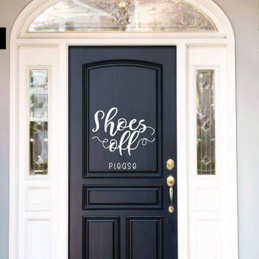 Front Door Decal - Shoes Off Please - Porch Decoration for Home Decor - Removable Vinyl Art Decal - Housewarming Gift