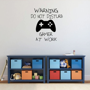 Gamer Wall Decal - Warning Do Not Disturb - Vinyl Decoration for Boy's Bedroom, Playroom or Game Room