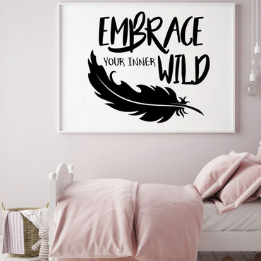 Girl's Room Wall Decal - Embrace Your Inner Wild - Children or Teen Vinyl Decoration for Bedroom or Playroom Decor