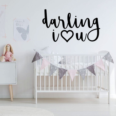 Girl's Wall Decal - Darling I love - Vinyl Sticker Decoration For Bedroom, Playroom or Nursery Decor