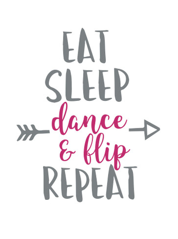 Girls Dance Wall Decals - Eat, Sleep, Dance and Flip, Repeat Quote Vinyl Lettering - Home Decor for Girl's Bedroom, Bathroom, Dance, Gymnastics Studio