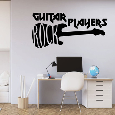 Guitar Wall Decor - Guitar Players Rock Decal - Music Studio Decor - Vinyl Decorations for Home Decor, Bedroom or Playroom - Musician Gift