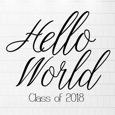 High School or College Graduation Decoration - "Hello World" Lettering with Class Year