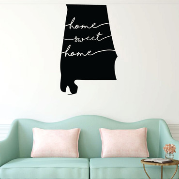 Home Sweet Home Alabama Wall Decal - State Silhouette Vinyl Art for Home Decor, Living Room or Family Room Decoration