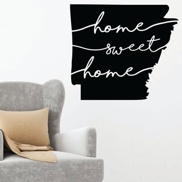 Home Sweet Home Arkansas Wall Decal - State Silhouette Vinyl Art for Home Decor, Living Room or Family Room Decoration